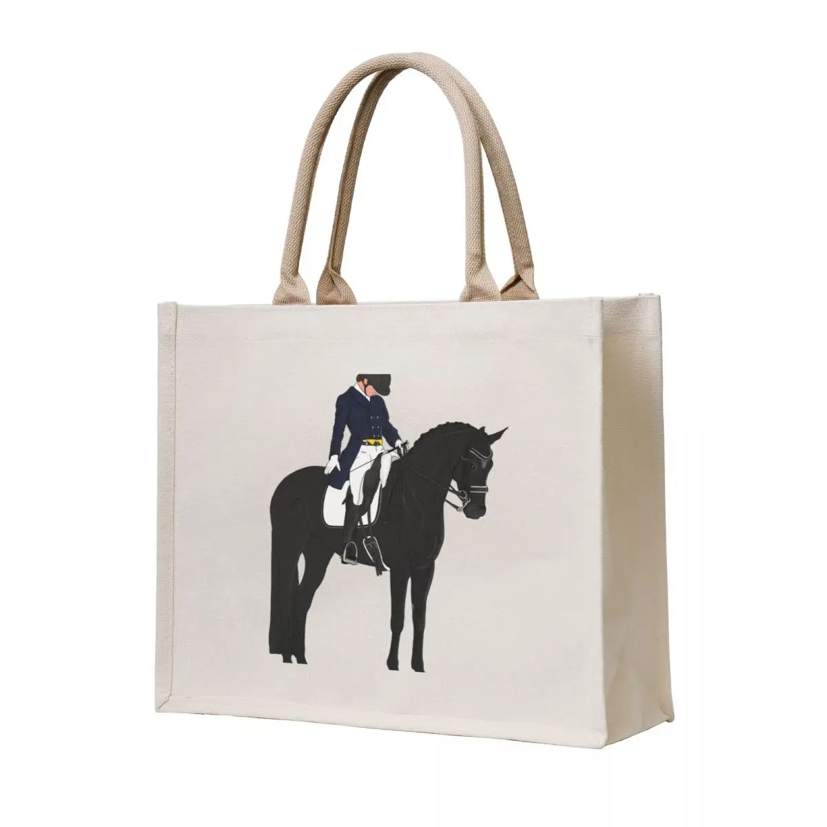

Black Dressage Horse and Rider Salute Tote Bag tote bag men Women's shopper bag bags for women reusable grocery bags