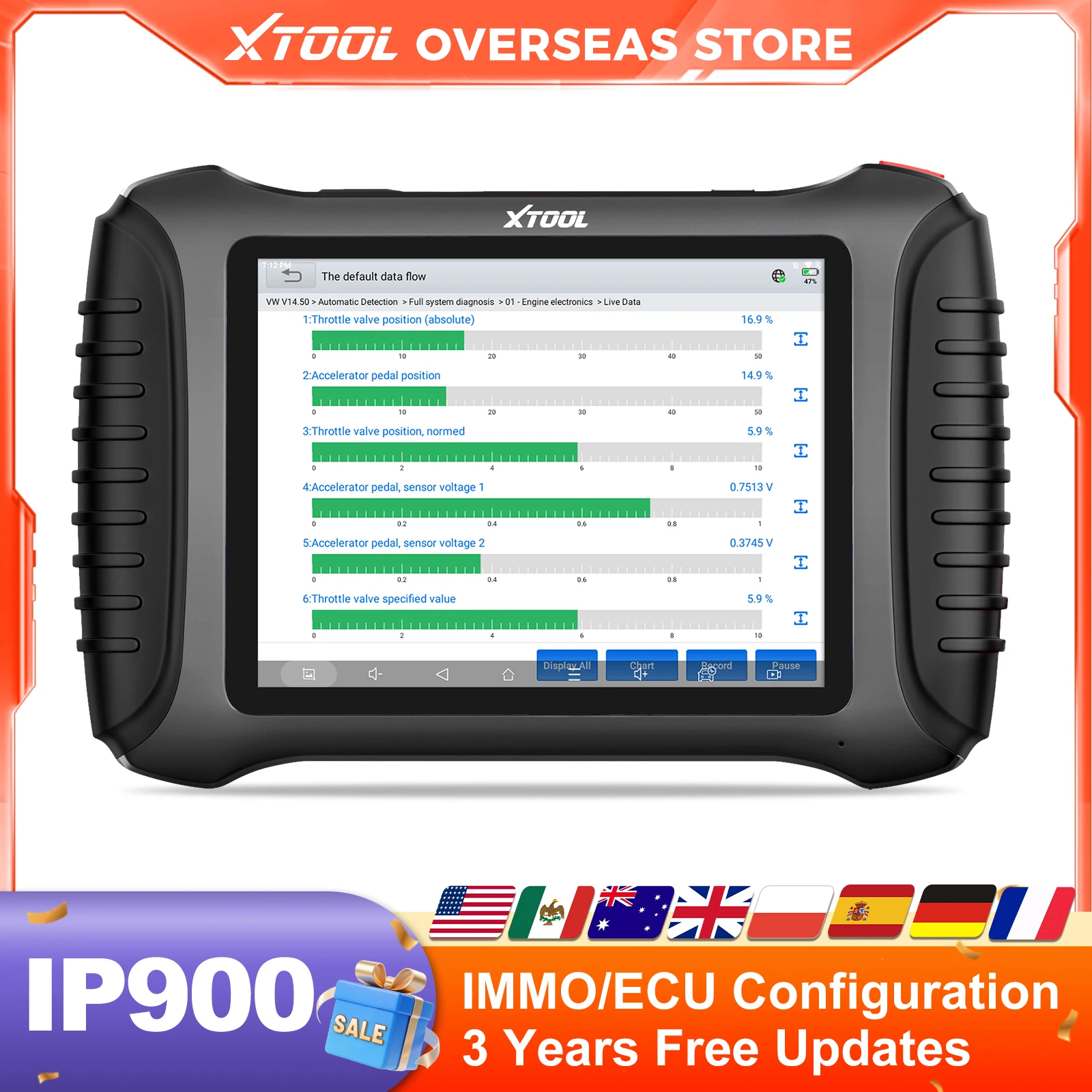 

Диагностический инструмент XTOOL Inplus IP900: автомобильный сканер, топологическая карта, программирование ключей, кодирование ЭБУ, поддержка VAG, 41+ функции сброса, FCA
