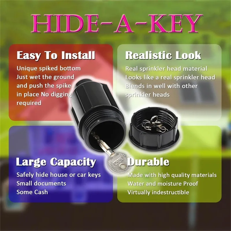 Hide A Key Cash Hidden Box Sprinkler Head Money Safe Outdoor Garden Yard Hiding Vault Case Waterproof Corrosion Impact Resistant