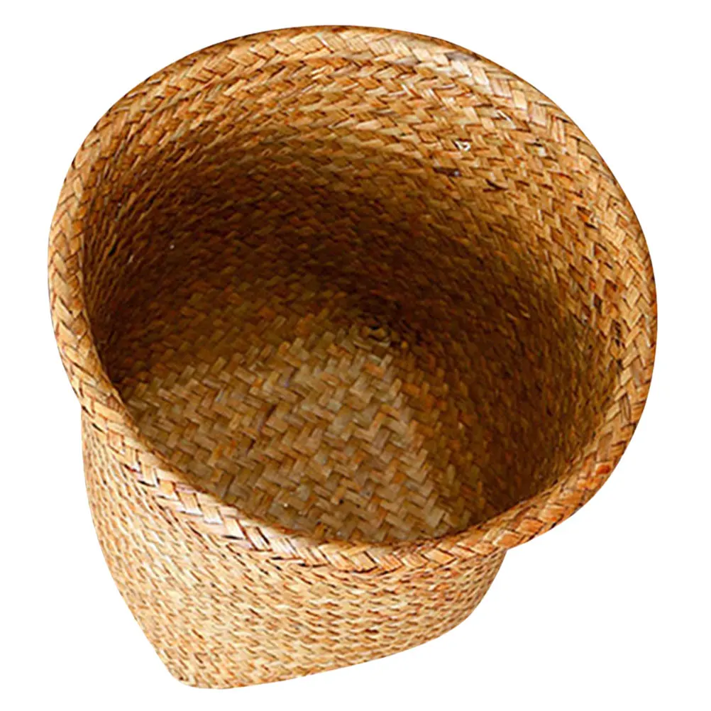 

Flower Pot Basket Round Woven Storage Basket Large Capacity Household Organizer For Plants Bathroom Shelf Decorative Straw