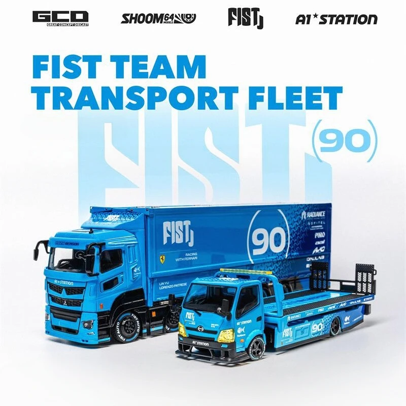 [presale]-gcd-1-64-lbwk-fuso-super-great-hino-300-camion-rimorchiatore-personalizzato-fist-team-modellino-auto-in-metallo-pressofuso