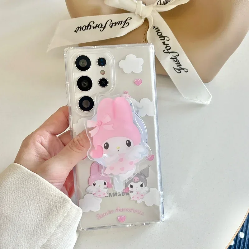 Sanrio Hello Kitty Kuromi Melody Purin Magnetic Magsafe Wireless Charge Phone Case For Samsung Galaxy S 24 23 22 Puls Ultra