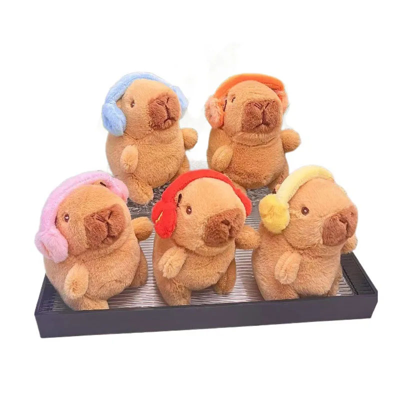 Wholesale 24pcs/lot cute 12cm animal Capybara Plush TOys Keyring headset Capibara pufferfish wristband Dolls Pendants GIfts