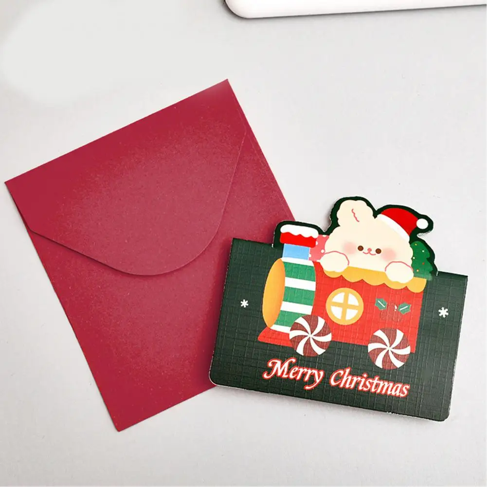 High Wooden Christmas Cards Festive 3d Folding Greeting Cards Cartoon Christmas Designs Smooth Writing Envelope Snowmen