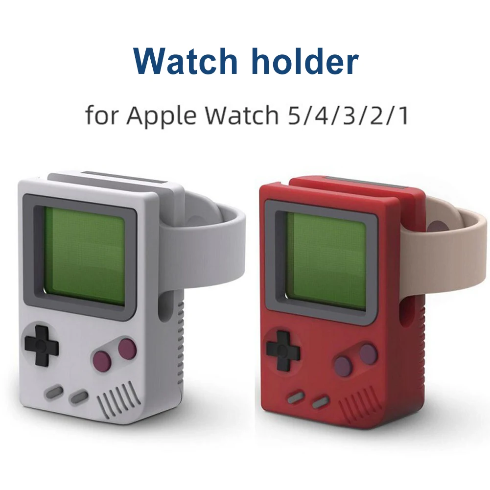 Silicone Holder For iWatch Charger Stand For Apple Watch 8 7 6 5 4 3 SE 45MM Charging Dock Desktop Retro Game Console Design