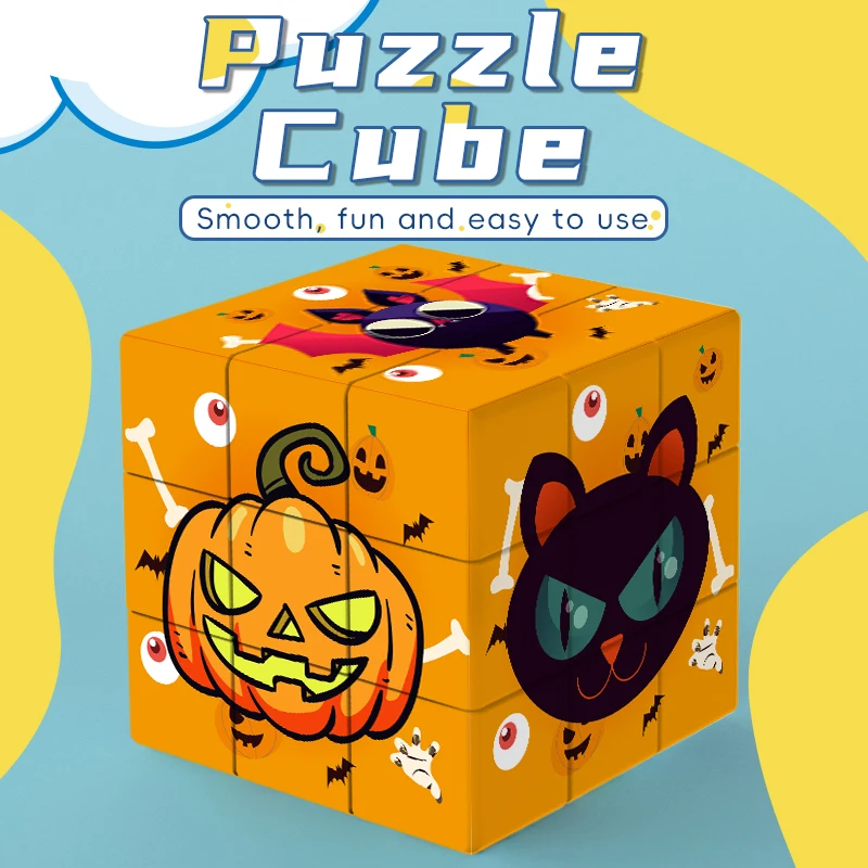 Halloween 3x3 Cube，Puzzle Cube，3X3 Magic Speed Cube Fidget Toys Magico Puzzle，Puzzle Games, Halloween Gifts