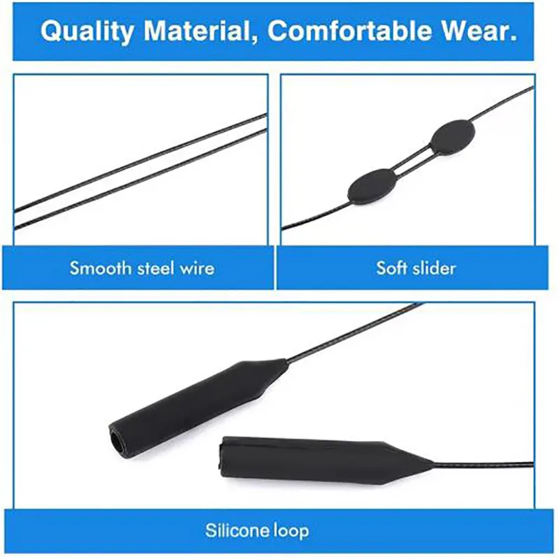 Viewring 1/5 Stück Sport-Brillenband Sonnenbrillenhalter für Männer und Frauen Brillenhalterung mit Verstellbaren Schnallen Lesebrillenkette – Detail 23