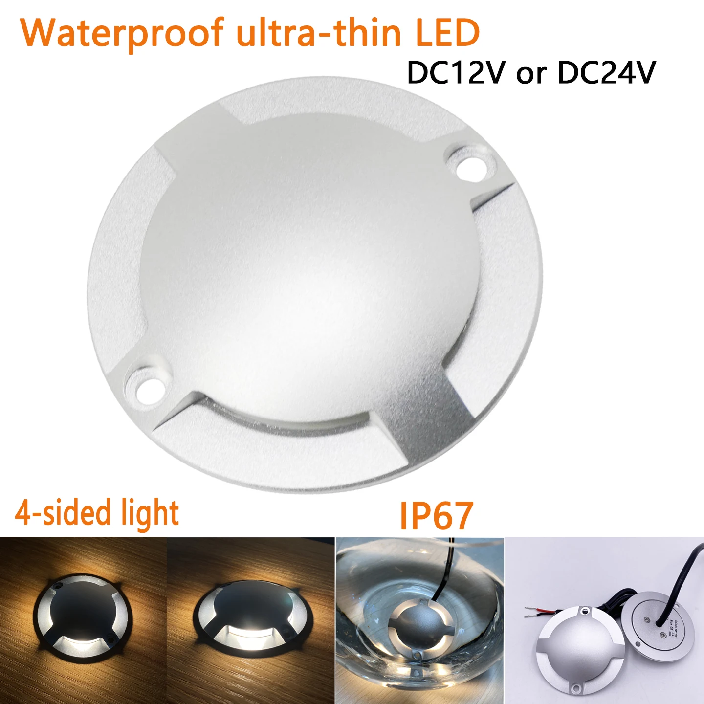 4-hole Ultra-thin Outdoor Ground Spots LED IP67 Surface Mounted Step Light DC12V24V 1W 2W Courtyard Lawn Wall Deck Side Lighting