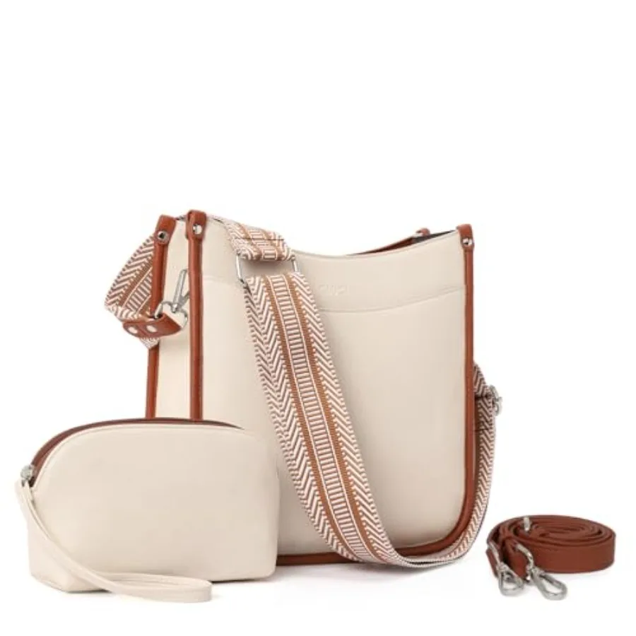 CLUCI Purses for Women Vegen Leather Crossbody Bags for Woman Trendy 2PCS Hobo Handbag with 2 Adjustable Guitar Strap