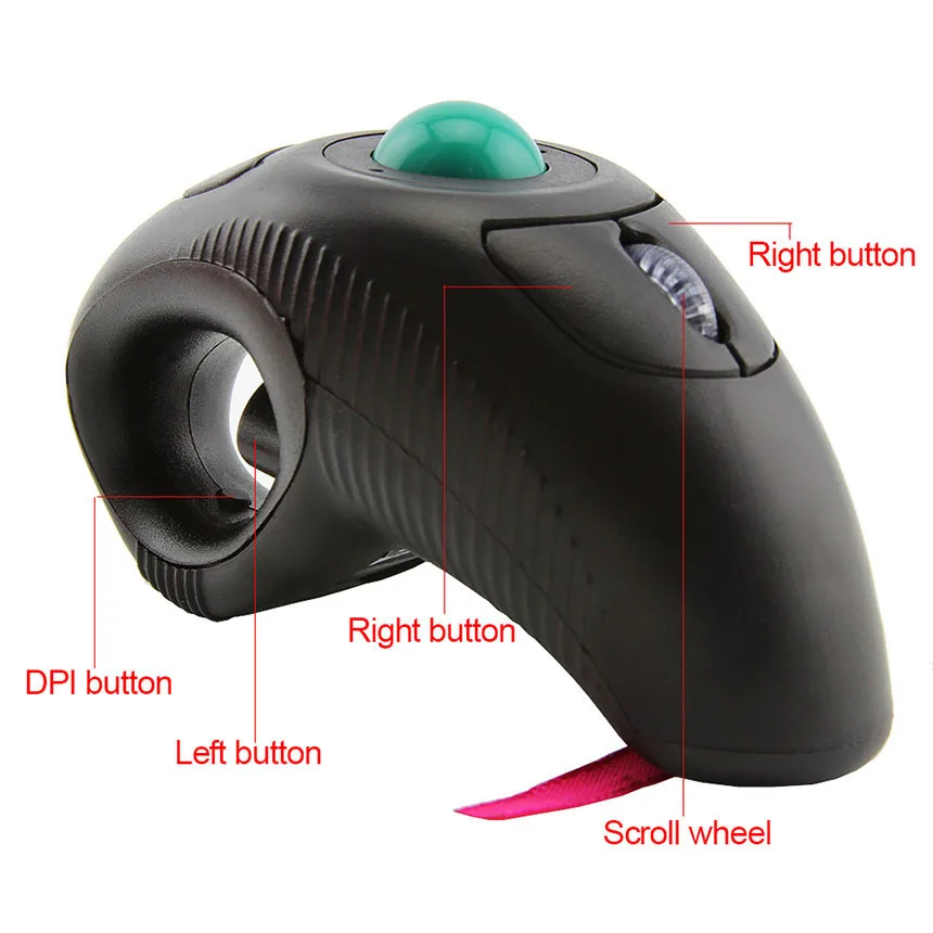 Imagem -02 - Chyi-mouse Laser Trackball sem Fio com Polegar Controlado com Fio 2.4g 10m Dedo Design de ar Ratos para Apresentação Ppt