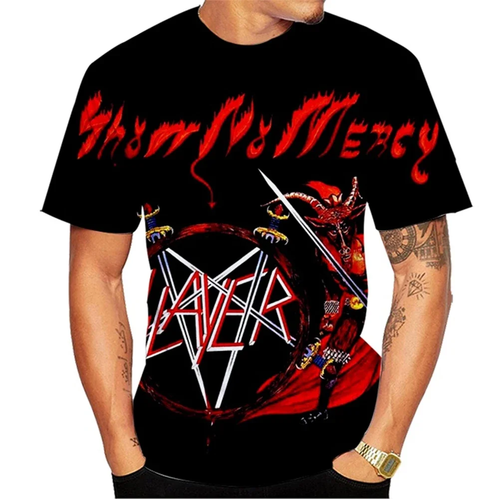Trendy Hip-hop Rock Style Men's 3D Print T-Shirt Fire Skull Soldier Graphic Short Sleeve Hot Sale Rock Music Tee Streetwear Tops