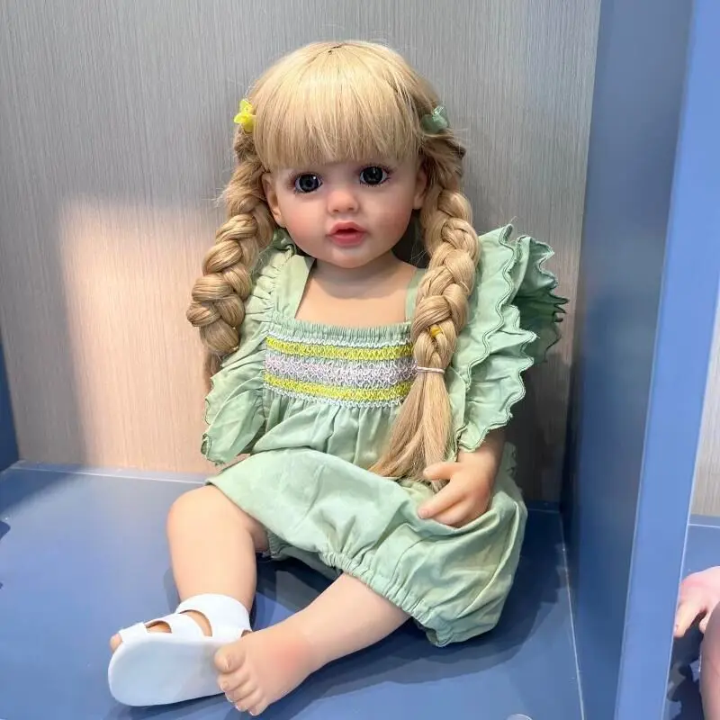 NPK 55CM Silicone Reborn Doll Full Body Soft Touch Lifelike Toddler Princess Betty Realistic Long Blond Hair Collectible Toy