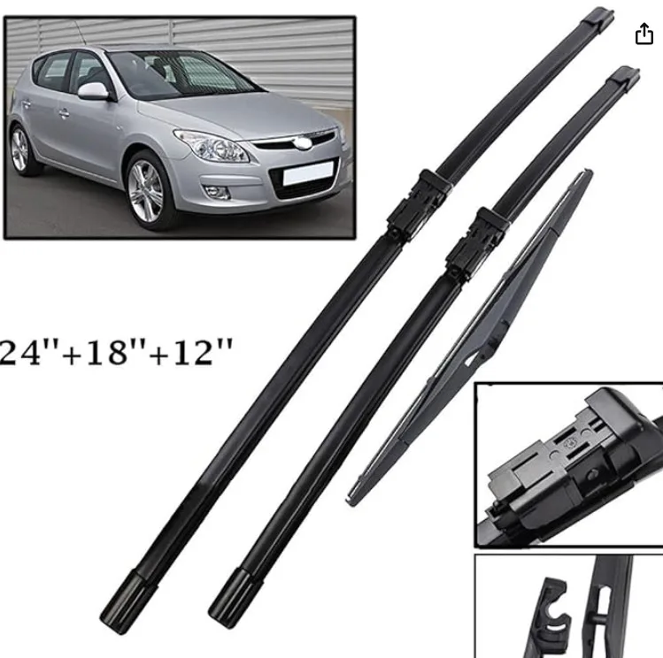 

Front and rear wiper set for Hyundai I30 2007-2010 24 inches + 18 inches + 12