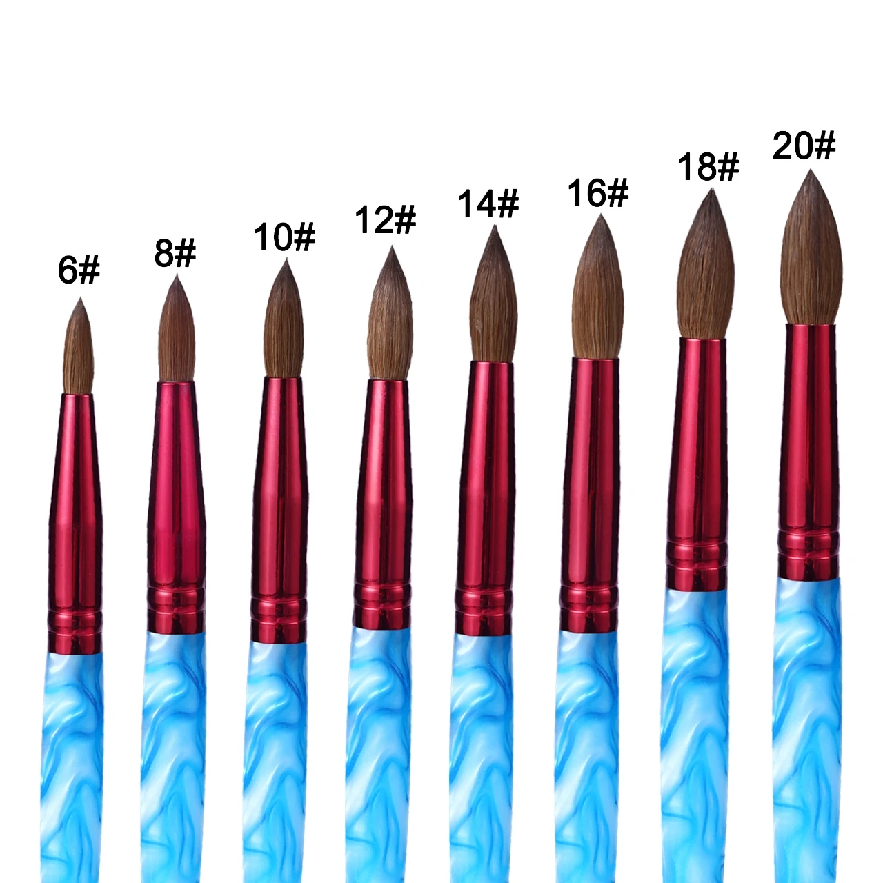 RolinStar SSS quality 100% Kolinsky content Acrylic dipping powder Blue marble penholder Round Shaped nail brush mink Master