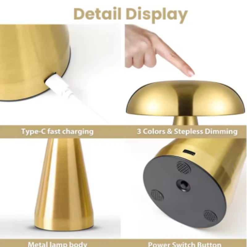 LED テーブルランプタッチセンサーデスクトップナイトライト充電式ワイヤレス読書ランプレストランホテルバー寝室の装飾ライト