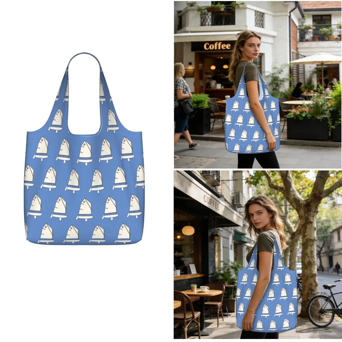 Sac fourre-tout Optimist Sailboat en toile, grande capacité, sacs à bandoulière, sac de courses pour femmes