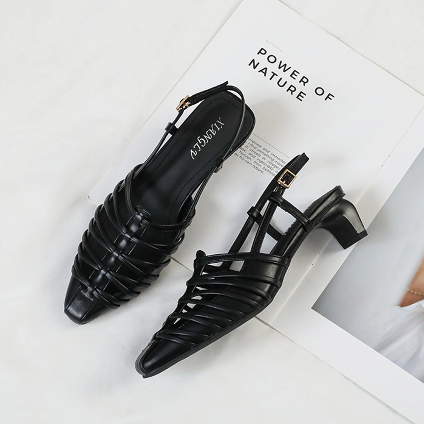 Summer Gold Pointed Toe High Heels Women Elegant Narrow Band Wedding Party Shoes Female Fashion Sandals Ladies temperamen Pumps view 3