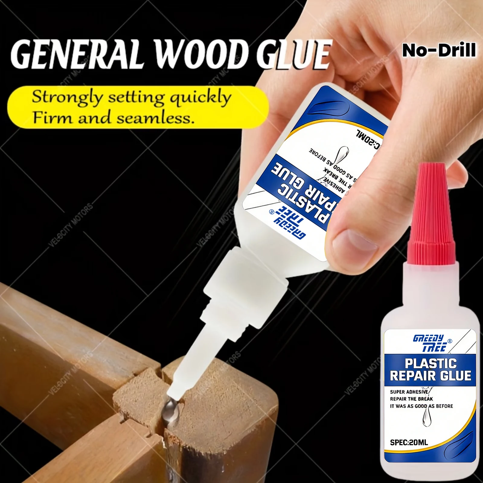 

Plastic Repair Glue 20ml Strong Instant Adhesive Fast Setting Seamless Bonding for Wood Plastic Metal Ceramic Car Parts