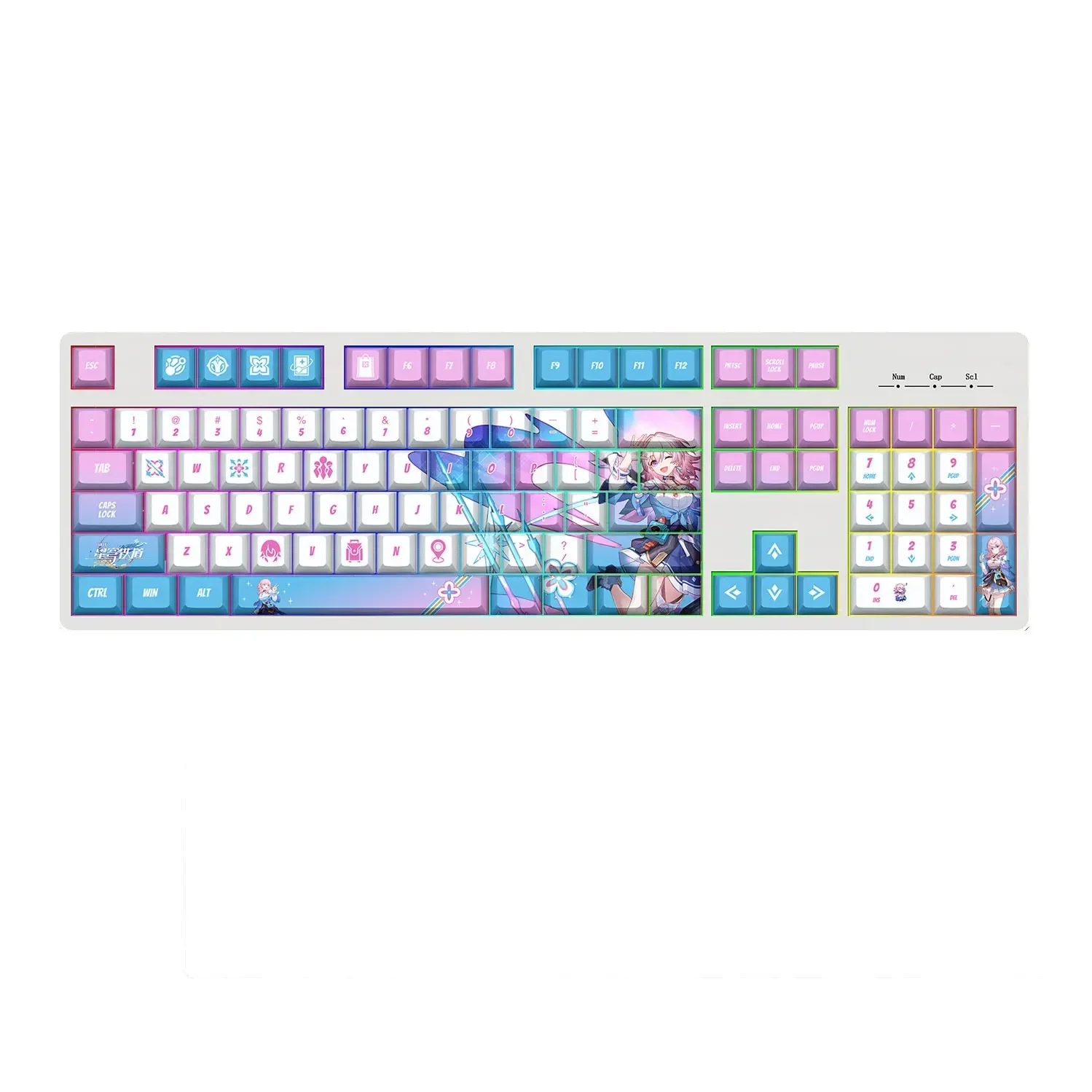 Tapa de Teclado mecánico de Anime Honkai, tapa de teclado de la serie Star Rail, perfil de cereza, Material PBT, 132 teclas