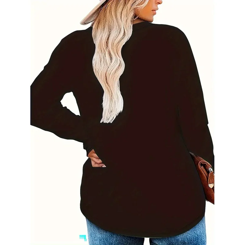 Vintage Halloween Women's Black Long-Sleeve T-Shirt Round Neck Pullover for Autumn/Winter,Fashionable Party Outfit, Commuting