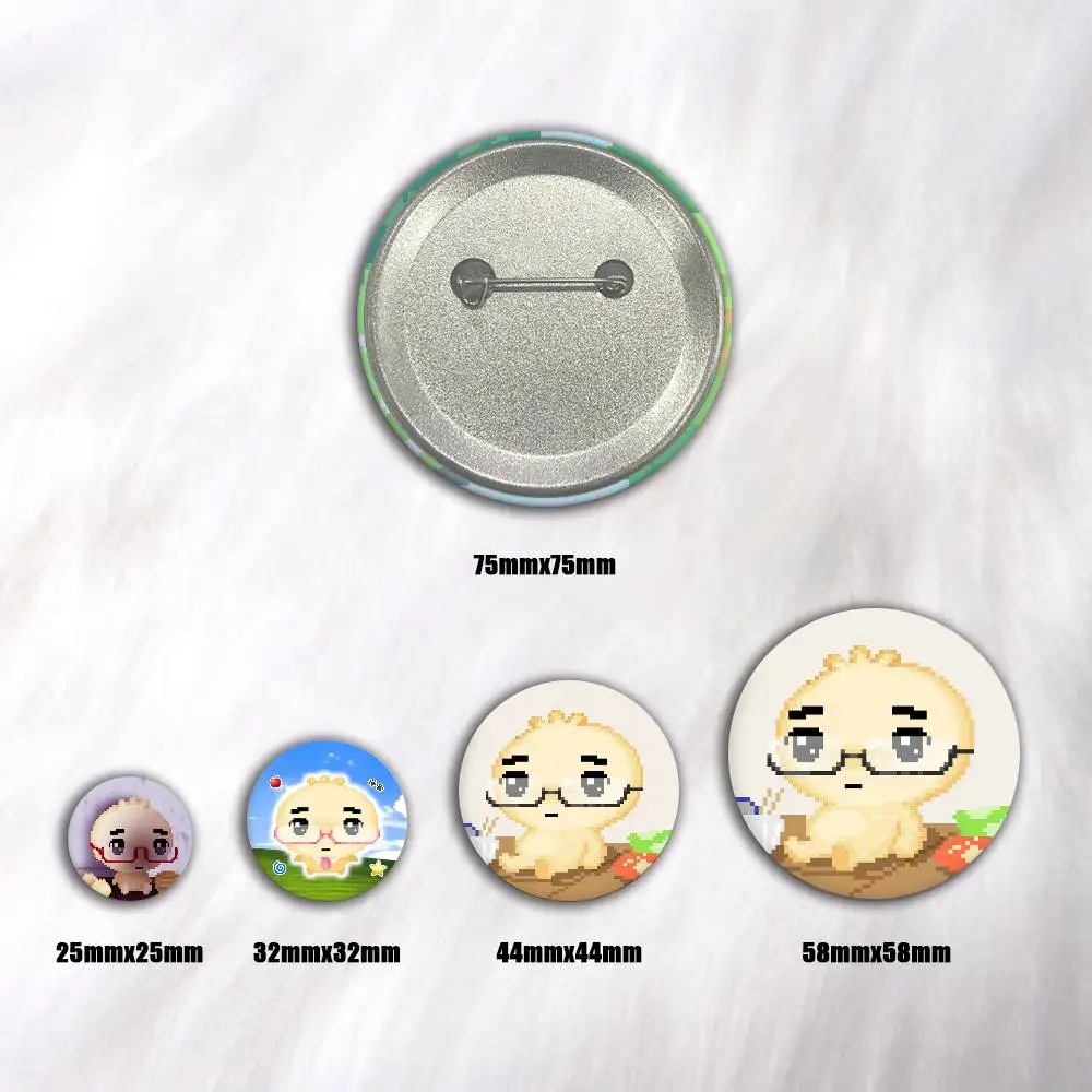 A-Glasses Dumpling Cartoon Round Brooches On Backpack Jacket Acrylic Button Pins Collection Gifts