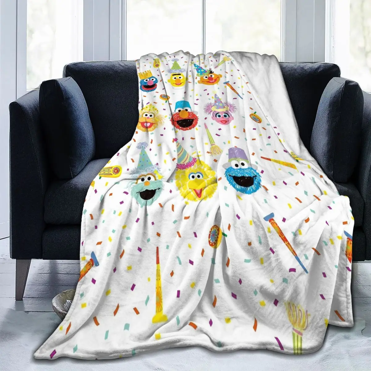 Couverture en peluche Sesame Streets pour enfants, couvre-lit, couvre-lit, super chaud, drôle, mignon, monstre à strass, literie en plein air, glouton