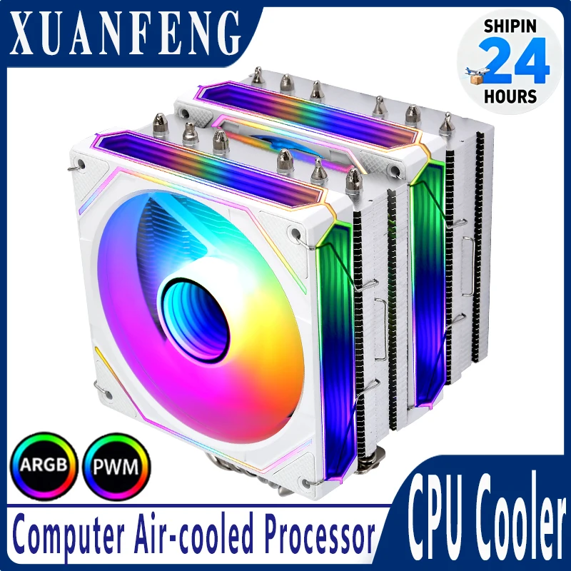 XUANFENG 6 أنابيب الحرارة المبرد خادم وحدة المعالجة المركزية برودة TDP: 260 واط Argb مروحة 120 مللي متر برج مزدوج متوافق x79 x99 AM4 AM5 LGA1200 1700 2011