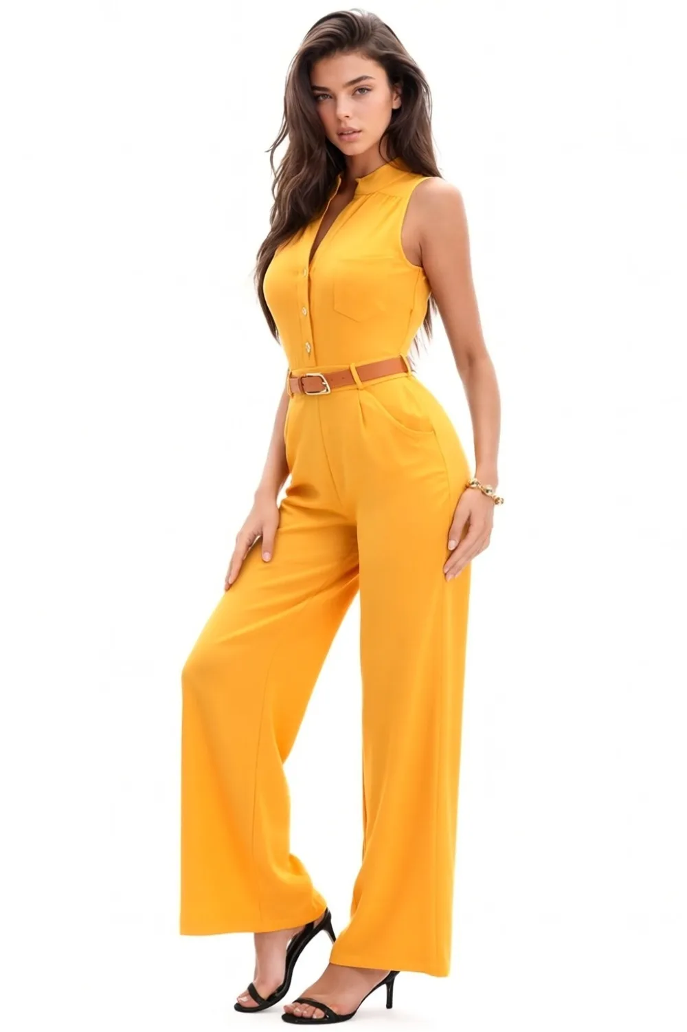 

Jumpsuits for Women Dressy V Neck Sleeveless Wide Leg Long Pant Rompers Business Casual Outfits Summer 2026