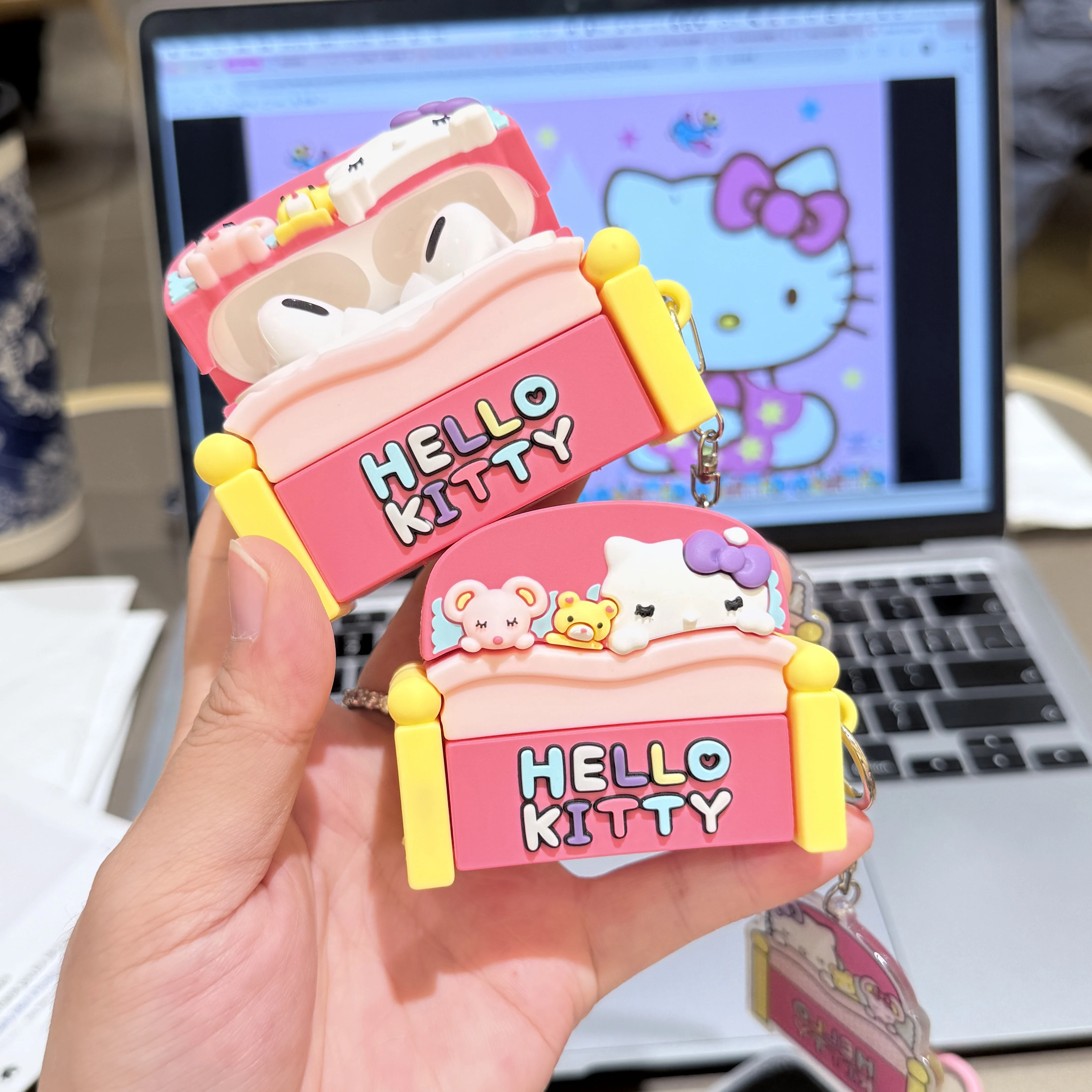

Sleeping Kitty Sanrio For Hello Kitty Super Sweet Color Silicone Gel Comfortable Headphones Case For Airpods 4 1 2 3 Pro Pro 2