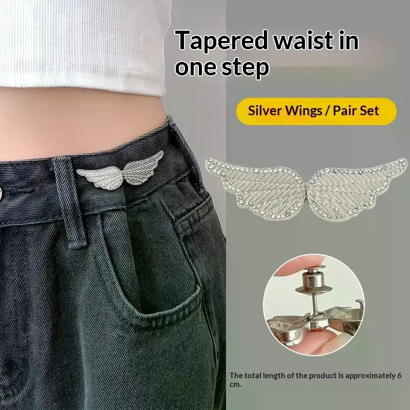 No Sew Removable Waist Tightener Clips With Rhinestone Butterfly Moon Wing Designs For Adjusting Loose Jeans Dresses Daily
