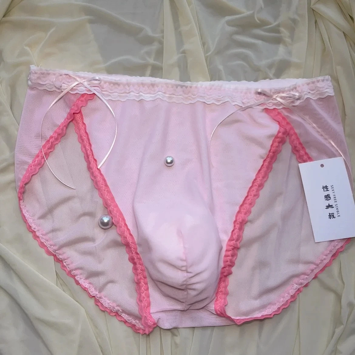 

Мужские трусы ручной работы с кружевным краем, зеленые, подарки для бойфрендов, Harajuku, FKK, для вечеринок, для личного использования, ЛГБТ