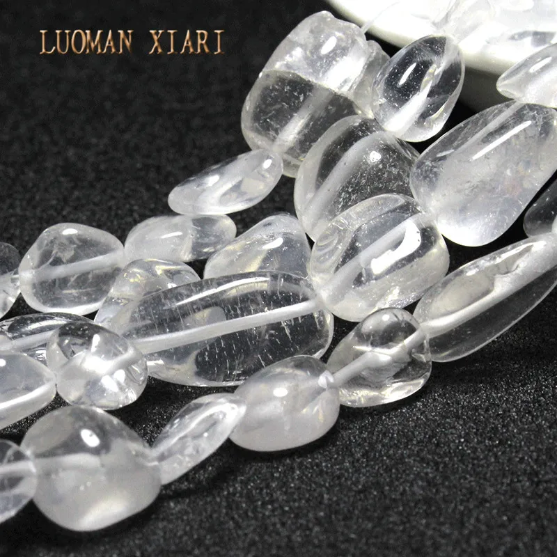 LUOMAN XIARI AAA irregular 8-10mm Clear Crystal Natural Stone Beads For Jewelry Making DIY Bracelet Necklace Strand 15''