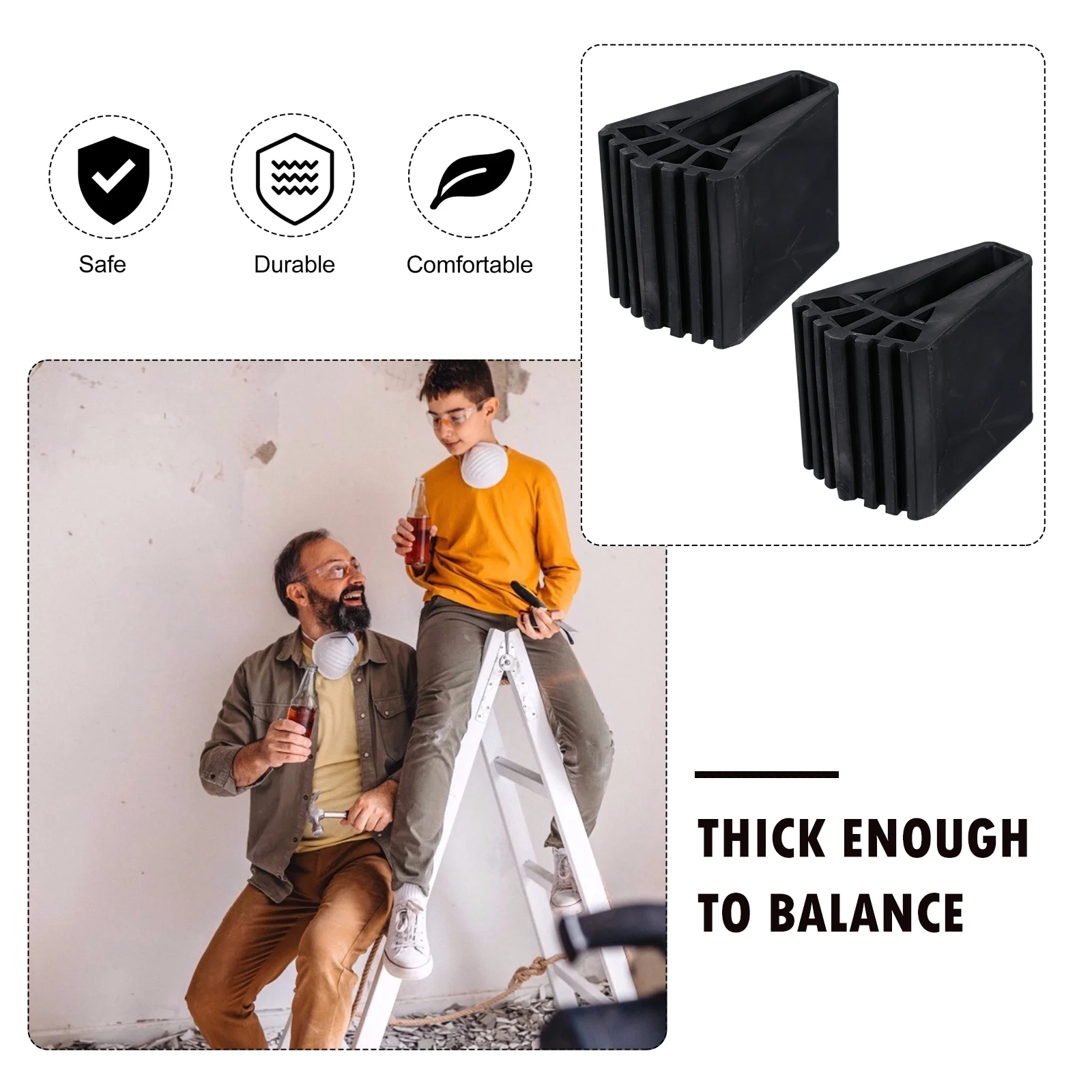 Couvre-pieds d'échelle antidérapants, 2 pièces, coussinets en caoutchouc noir pour extensions d'échelles, protecteurs de sol antidérapants, isolation phonique d'amortissement