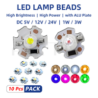 10 Pcs High Power LED Lamp Beads DC 5V 12V 24V 1W 3W 3000K 4000K 6000K Aluminum PCB 16MM 20MM HD Brightness Single Color Beads