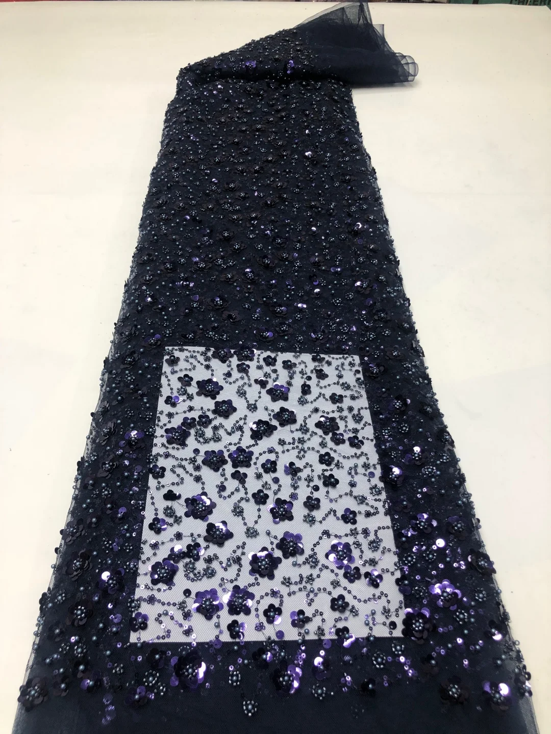 SKIG Beautiful African Nigerian Beaded Lace Fabric 2026 French Sequins Mesh Lace Fabric Women for Sewing Wedding and Party Dress