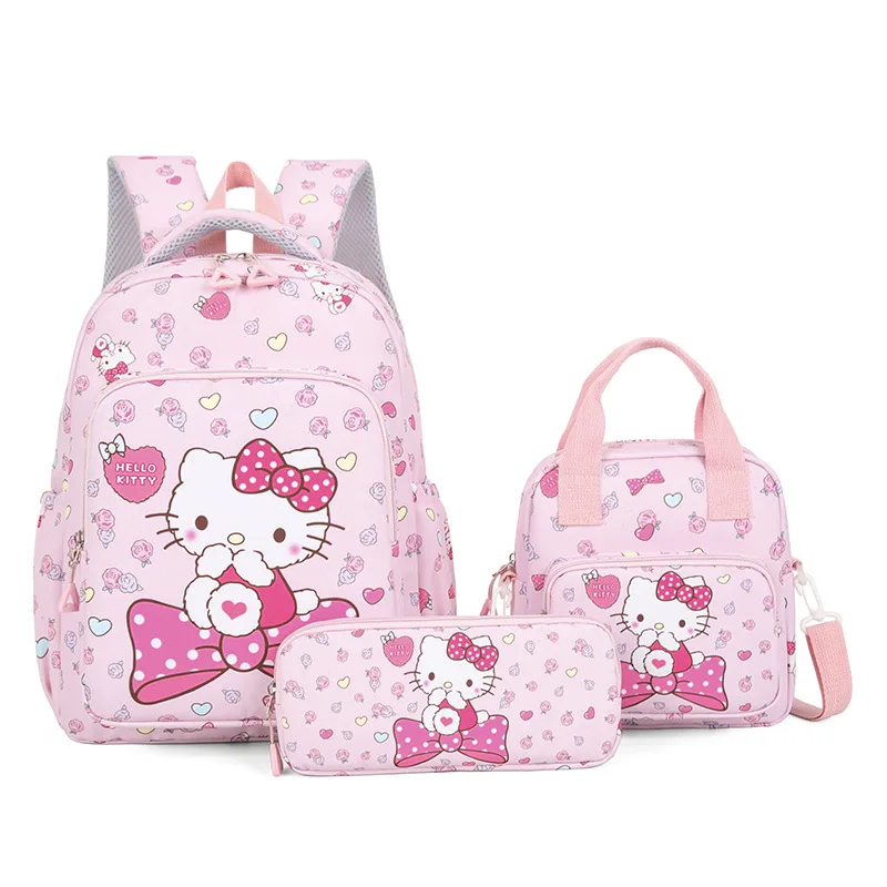 

4pcs student fashion cartoon pencil case shoulder messenger bag Sanrio hello kitty kuromi school bag cartoon backpack