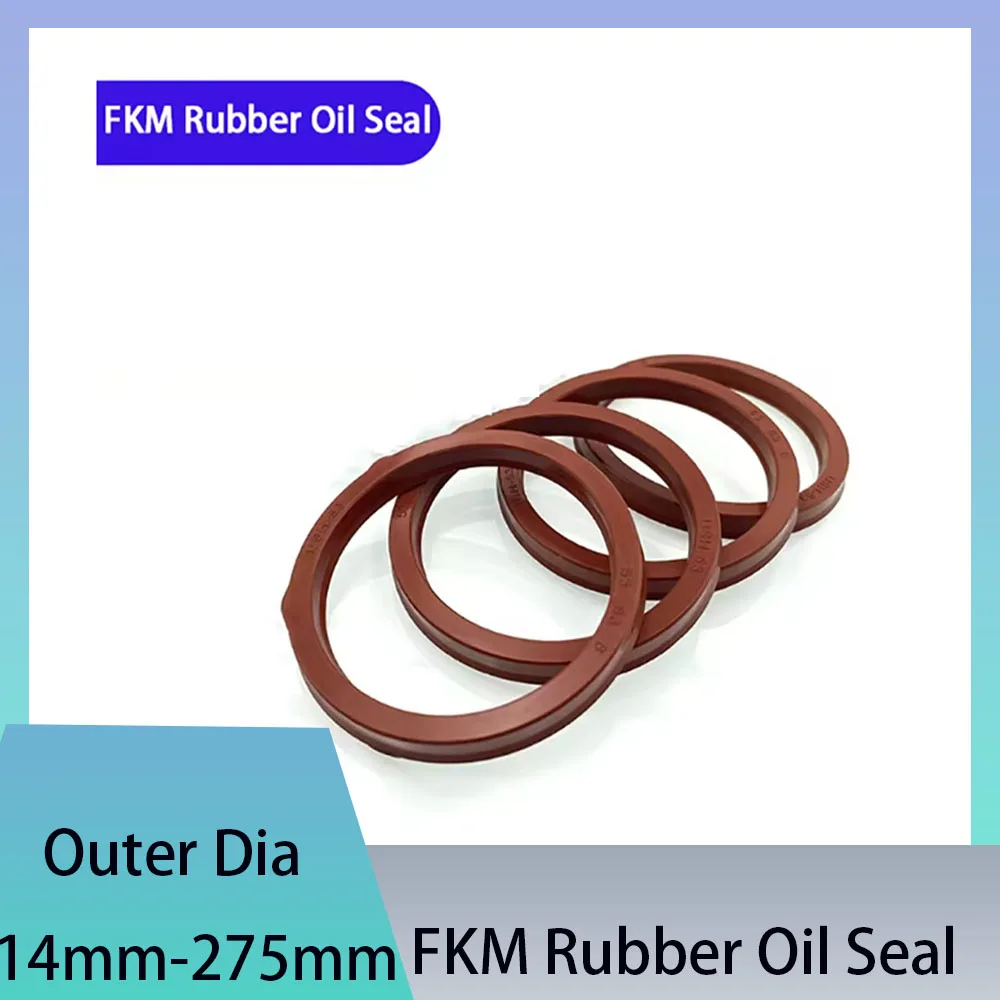 1/5Pcs Inner Dia 14-275mm FKM Rubber Oil Seal Brown USH Fluorine Hydraulic Oil Seal High Temperature Wear-Resistant Sealing Ring