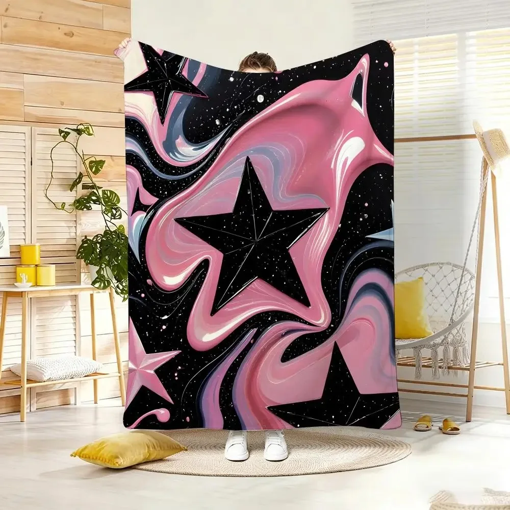 Dynamic Y2K Grid Throw Lightweight  Flannel Blanket Soft Skin-friendly for Summer Cooling