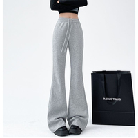 Hot Sale Lady Chic Gray Flared Pants Girls High Waisted Straight Leg Trousers Women Fashion Slim Fit Casual Pants