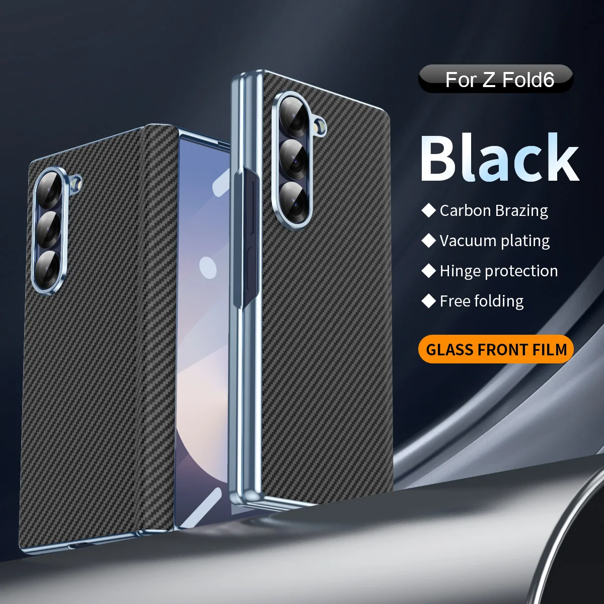 Carbon Fiber Phone Case for Samsung Galaxy Z Fold 6 5 4 Anti-Scratch Coque Anti Vibration Hinge Z Fold 6 Phone Shockproof Cover