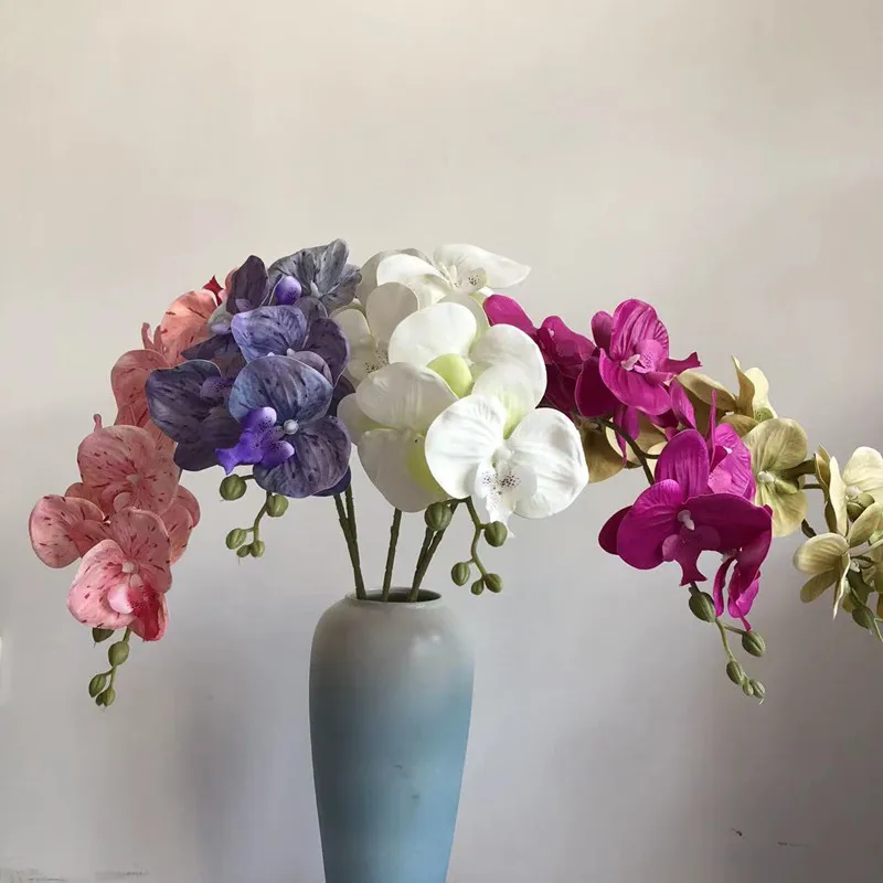 beautiful 9 heads Butterfly Orchid, Atifical Flower long branch for Wedding home tabel decor Fake Flower for Hotel Decoration