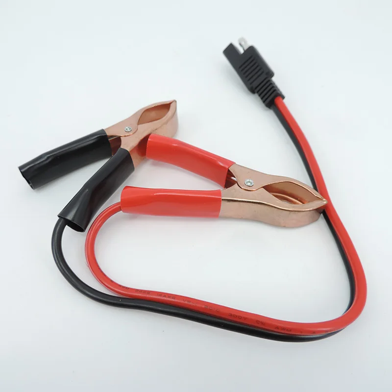 14AWG 36CM 2Pin SAE Quick Disconnect Plug to Battery Alligator Clips Cable Clamps Connectors Cord H2