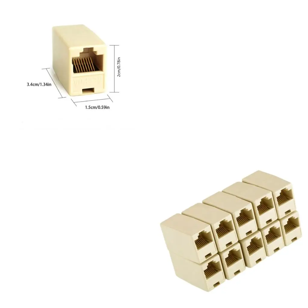 10Pcs RJ45 Ethernet Adapter Dual Straight Head LAN Cable Coupler 5 5E CAT6 6a Plug Extender Connector Socket