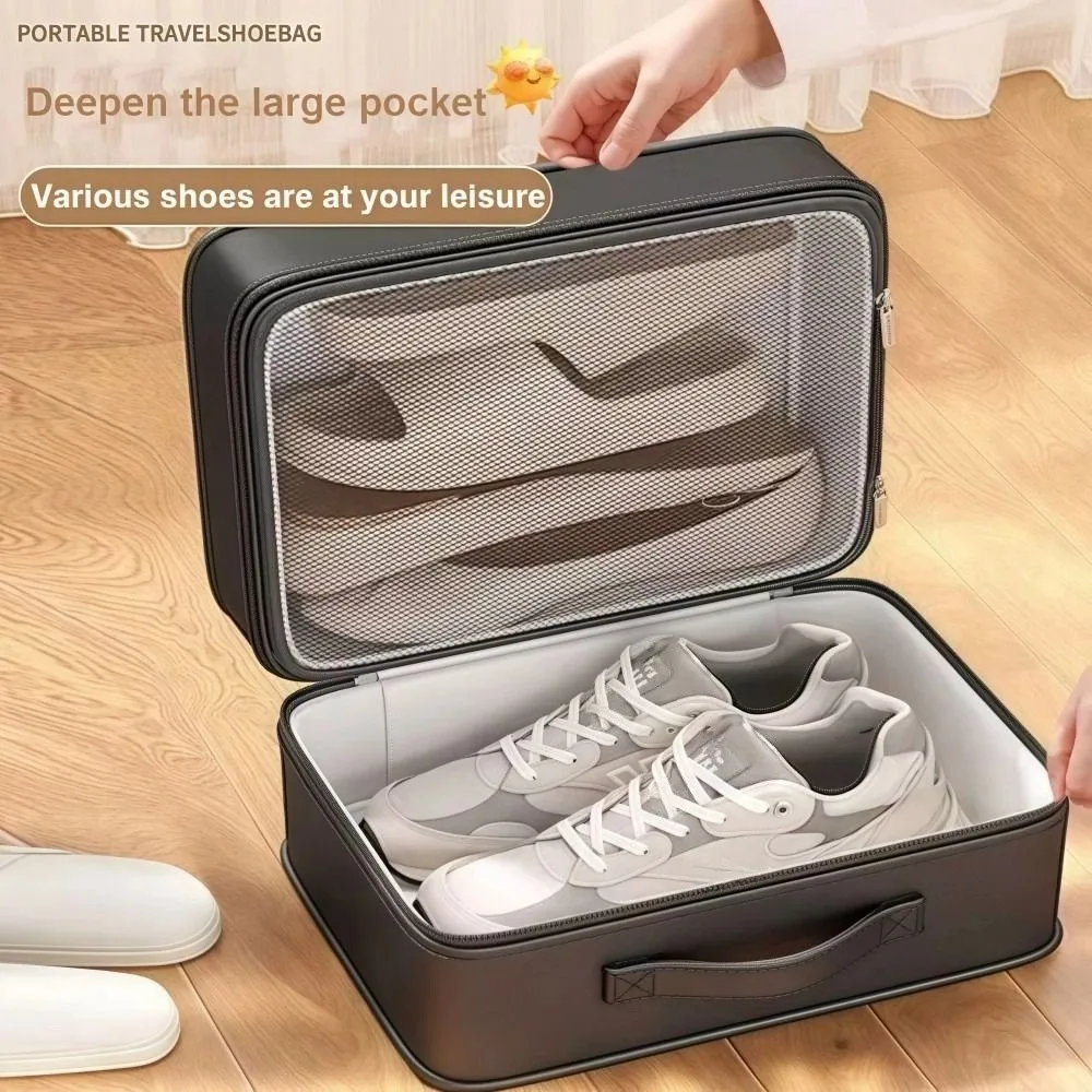 Upgraded Multi-layer Travel Shoe Bag Zipper Waterproof Sneakers Storage Bag Sturdy Portable Storage Box Store 4 Pairs of Shoes