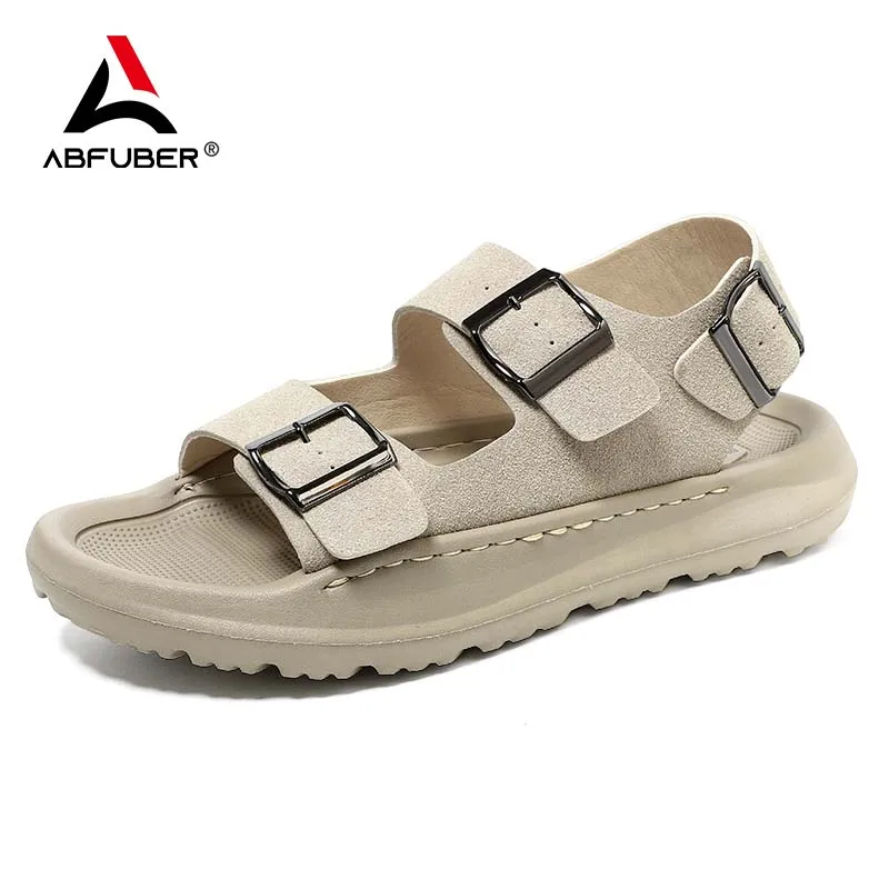 Outdoor Men's Sandals Breathable Summer Men Shoes Leather Sandalias Beach Sandals Waterproof Hard-wearing Sole Casual Footwear