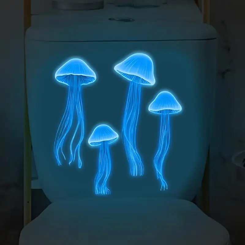 Jellyfish Wall Stickers Glow In The Dark Removable Waterproof Toilet Bathroom Kids Bedroom Wall Decoration