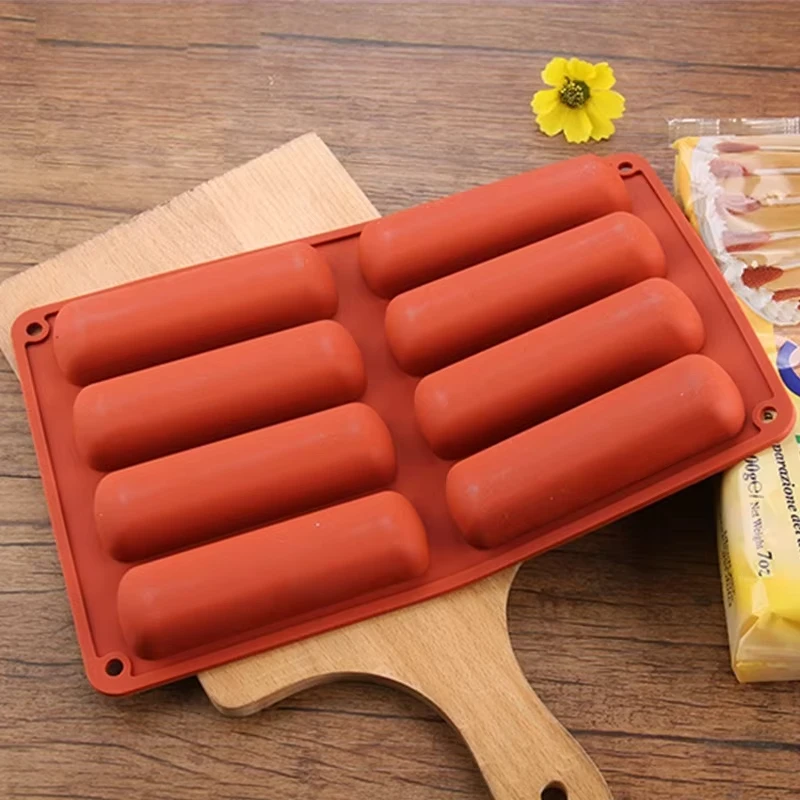 8 wgłębień Silikonowa forma do ciastek z długim palcem Tiramisu Mus Narzędzie do pieczenia DIY Domowe francuskie słodycze Forma do pieczenia czekolady