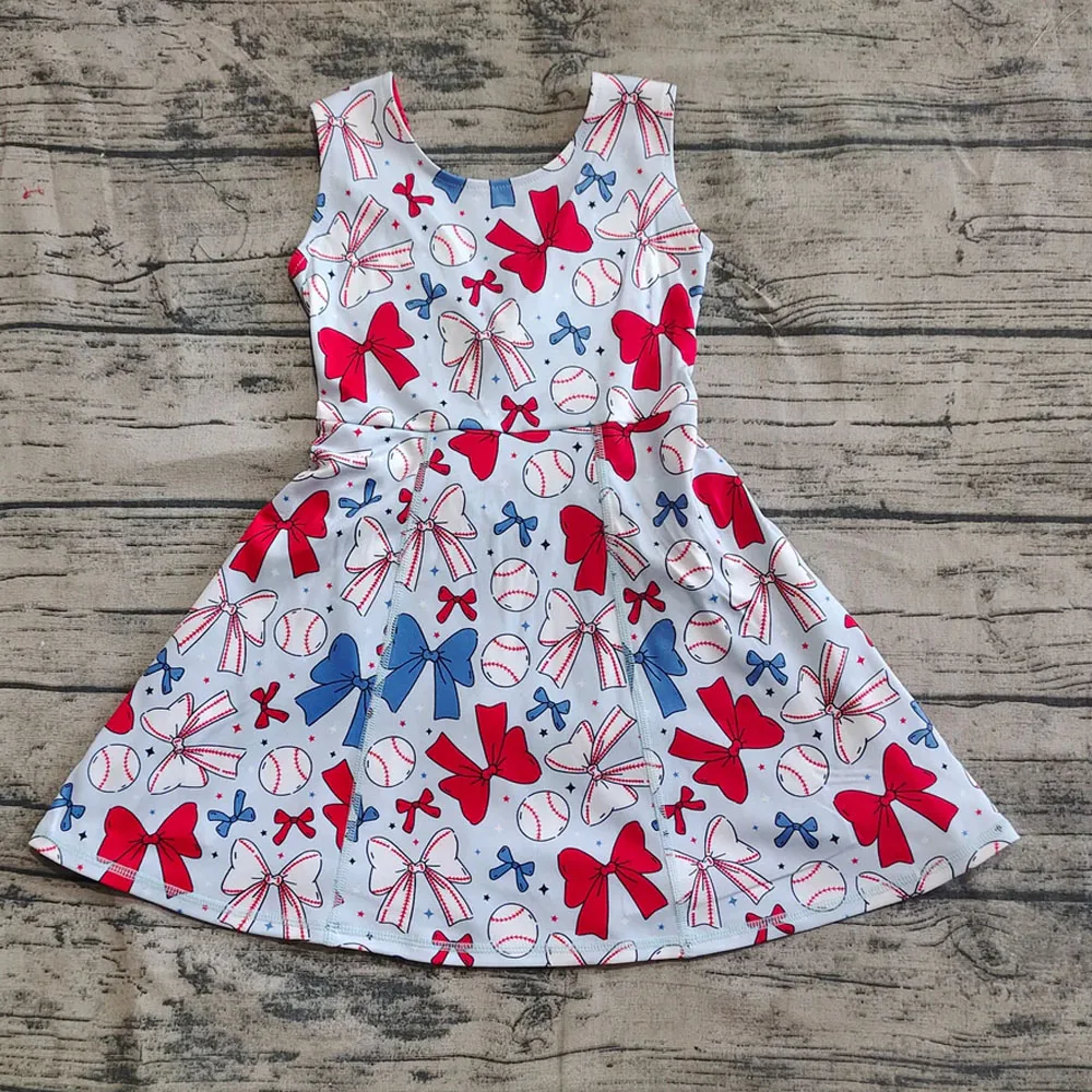 

New Hot Sale Baby Girls Swimsuits Baseball Bows Active Wear Athletic Boutique Kids Yoga Designer Clothes Girls Dress Set Toddler
