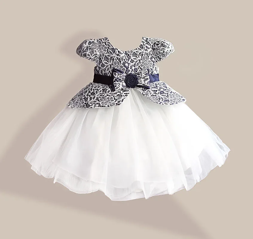 

Lace Flower Girl Dress TUTU style Silk Belt Princess Kids Dresses 3 colors leopard Girls Party Dress for 1-6T