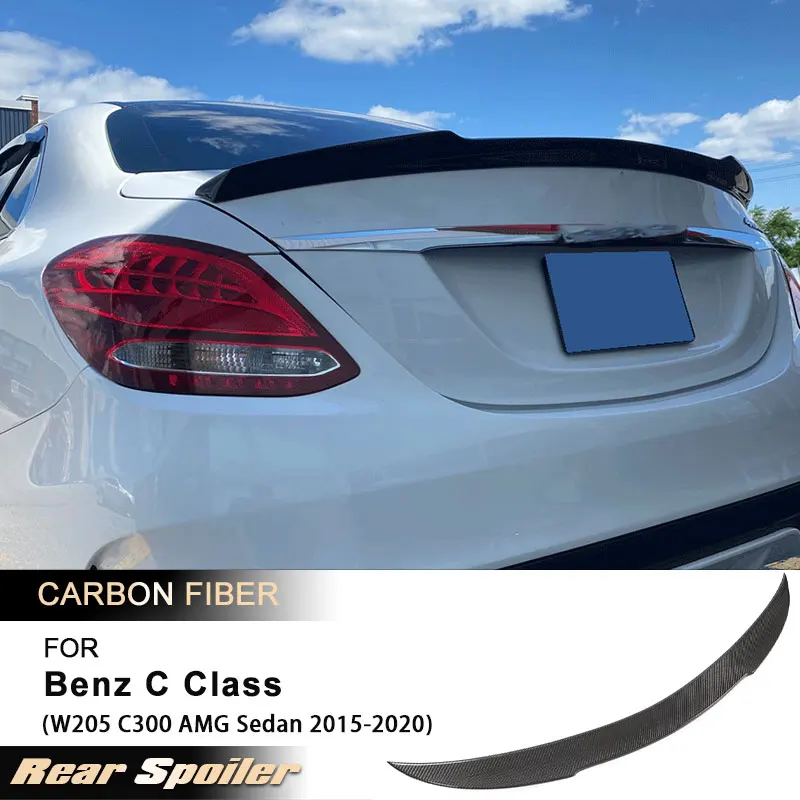

Car Rear Trunk Spoiler Wings for Mercedes Benz C Class W205 C300 AMG Sedan 2015-2020 Rear Spoiler Wing Lip Full Carbon Fiber